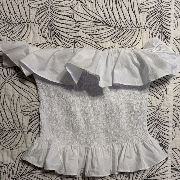Large Zara Strapless poplin top White - Picture 1 of 2